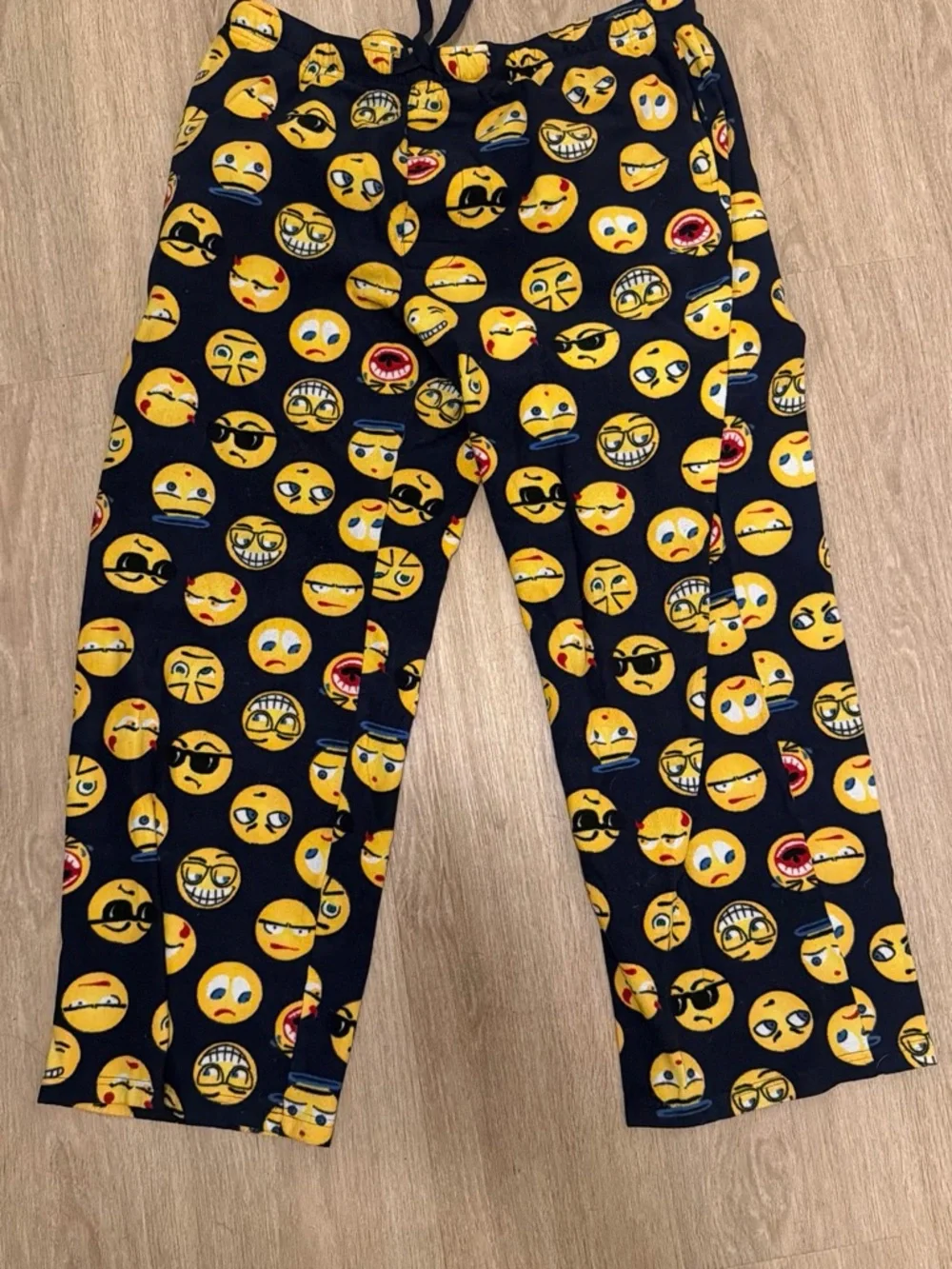 croft & barrow Black Pajama Pants with Yellow Emoji Print